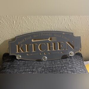 Kitchen hanger sign solid wooden gray color logo
Kitchen size 16x7
